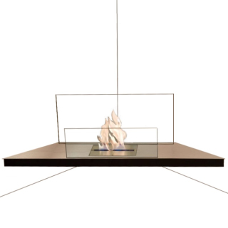 Radius Corner Flame, Edelstahl matt, schwarz, Glas transparent