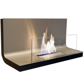 Radius Wall Flame I, Edelstahl matt, schwarz, Glas transparent