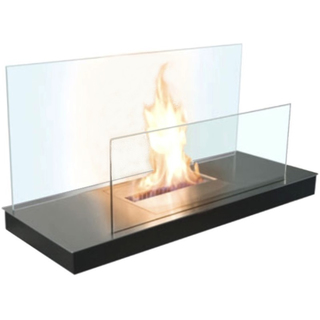 Radius Wall Flame II, Edelstahl matt, schwarz, Glas transparent