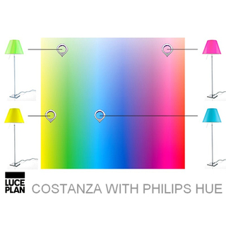 Luceplan Costanza Stehleuchte mit Teleskop und Philips HUE